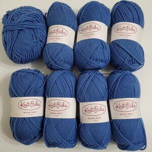Knit Picks Merino Style Yarns Lot of 8 Skein Twilight DK Weight 123yds 50g Blue
